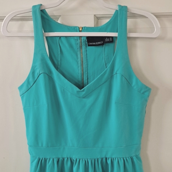 Cynthia Rowley Halter Top Stretch Sheath  Summer Turquoise Pocket Short Dress - Picture 2 of 11